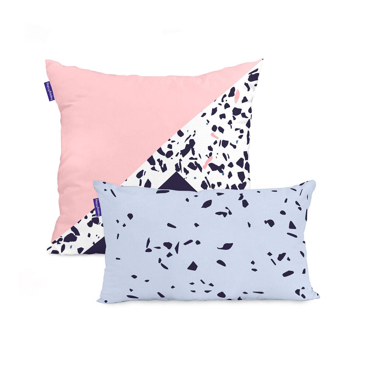 Housse de coussin HappyFriday Blanc Terrazzo Multicouleur 2 Pièces